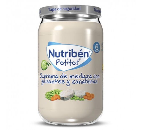 Nutriben suprema de merluza con guisantes zanahorias (potito 235 g)