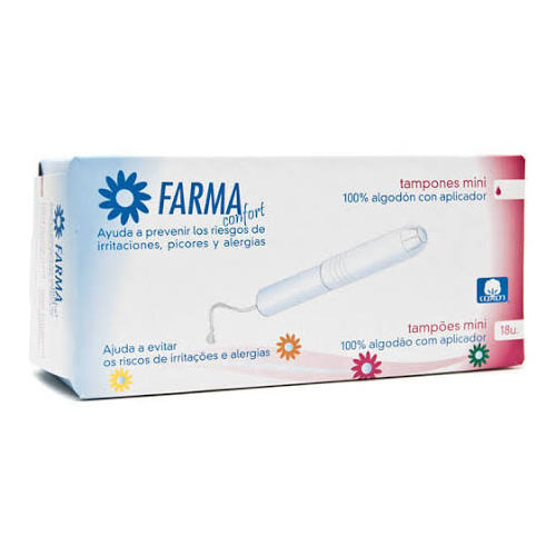 Tampones 100% algodon farmaconfort con aplicador 18 unidades mini - farmaconfort con aplicador