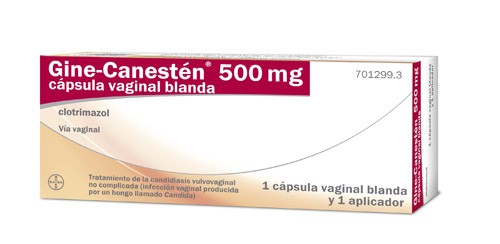 GINE-CANESTEN 500 MG CAPSULA VAGINAL BLANDA ,  1 capsula vaginal blanda + 1 aplicador