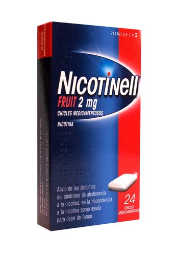 NICOTINELL FRUIT 2 mg CHICLE MEDICAMENTOSO, 24 chicles