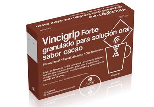 VINCIGRIP FORTE GRANULADO PARA SOLUCION ORAL SABOR CACAO , 10 sobres