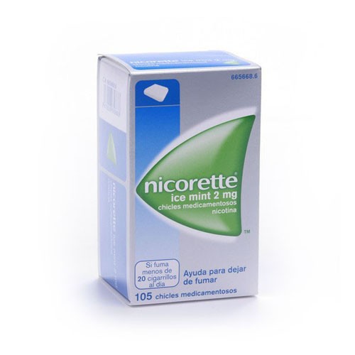 NICORETTE ICE MINT 2 mg CHICLES MEDICAMENTOSOS, 105 chicles