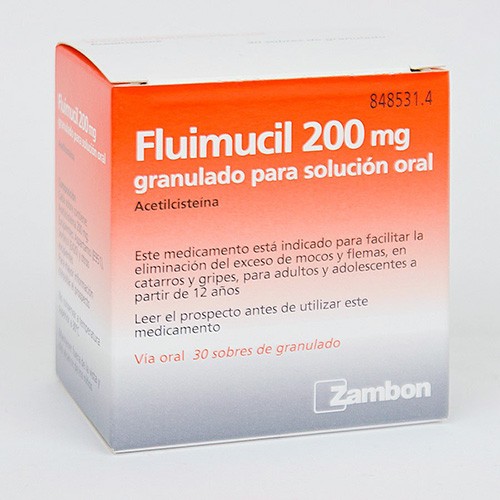 FLUIMUCIL 200 mg GRANULADO PARA SOLUCION ORAL , 30 sobres