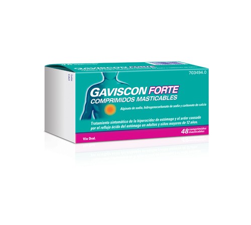 GAVISCON FORTE COMPRIMIDOS MASTICABLES , 48 comprimidos