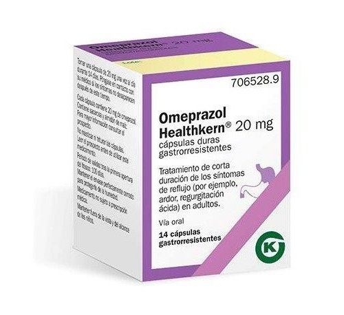 OMEPRAZOL HEALTHKERN 20 mg CÁPSULAS DURAS GASTRORRESISTENTES , 14 cápsulas (Frasco)