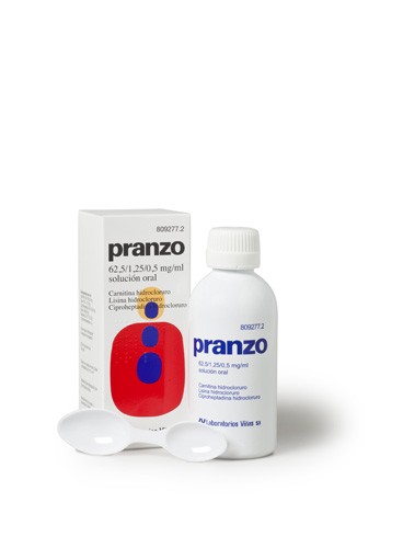 PRANZO 62,5 / 1,25 / 0,5 mg/ml SOLUCION ORAL, 1 frasco de 200 ml