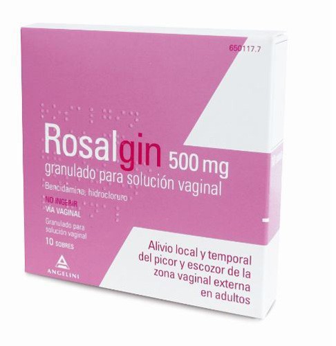 ROSALGIN 500 mg GRANULADO PARA SOLUCION VAGINAL, 10 sobres