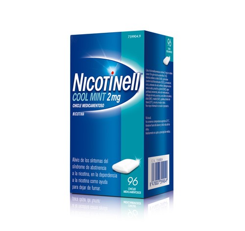 NICOTINELL COOL MINT 2 mg CHICLE MEDICAMENTOSO, 96 chicles