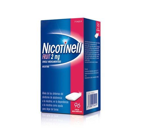 NICOTINELL FRUIT 2 mg CHICLE MEDICAMENTOSO, 96 chicles