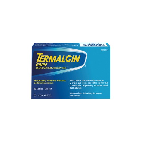 TERMALGIN RESFRIADO 500 MG/30 MG POLVO PARA SOLUCION ORAL, 10 sobres