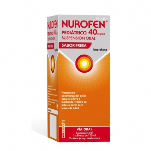 NUROFEN PEDIATRICO 40 MG/ML SUSPENSION ORAL SABOR FRESA, 1 frasco de 150 ml